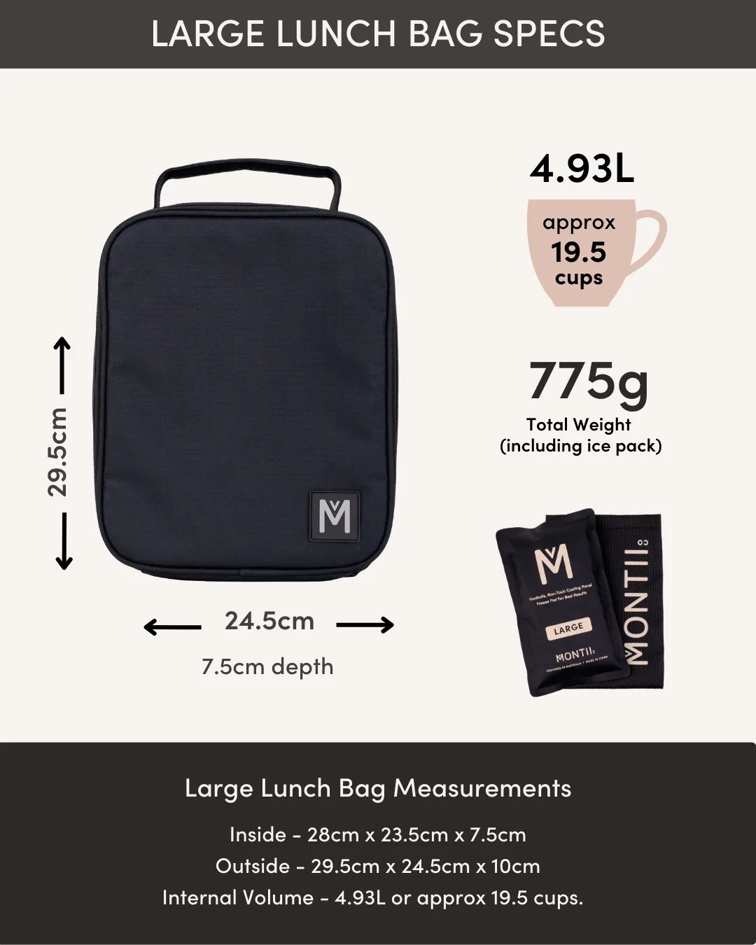 MontiiCo Large Insulated Lunch Bag - Nova