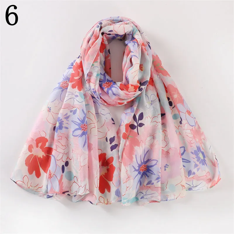 MYP011  Small floral print scarf Elegant scarf