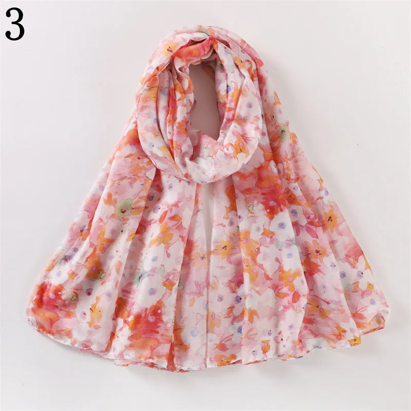 MYP011  Small floral print scarf Elegant scarf