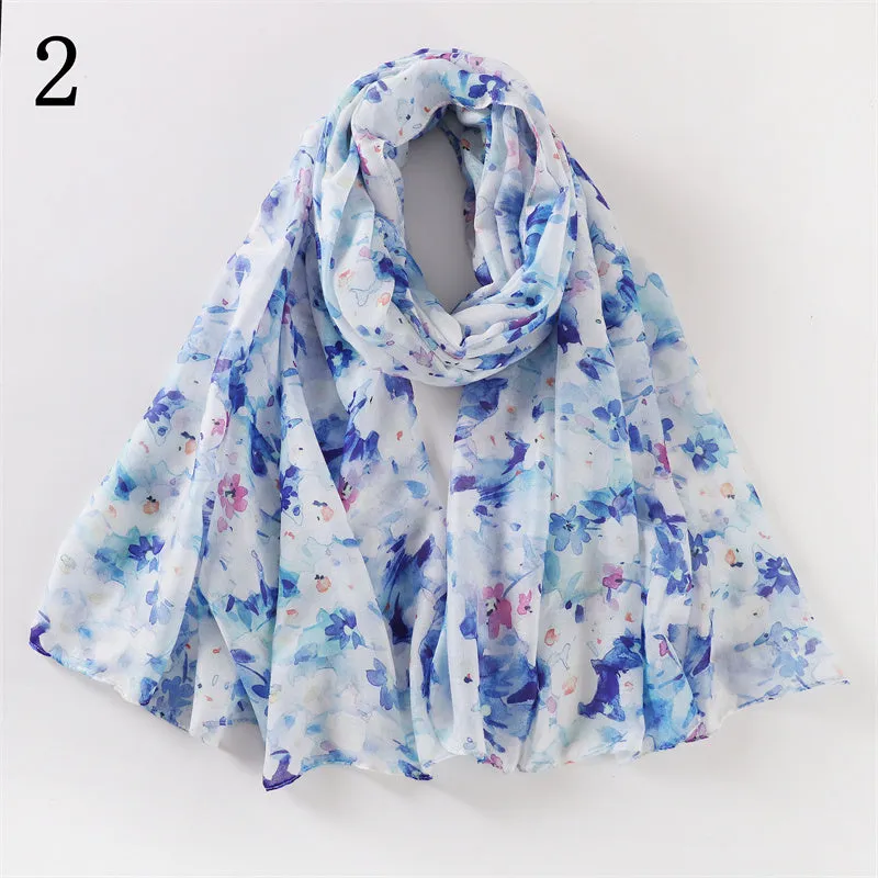 MYP011  Small floral print scarf Elegant scarf