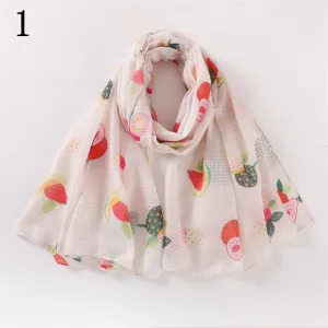 MYP015  Time flower printed scarf