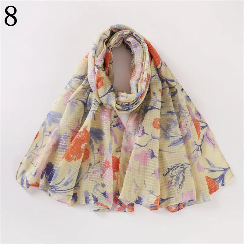 MYP015  Time flower printed scarf