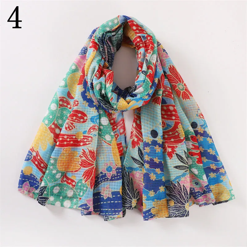 MYP015  Time flower printed scarf