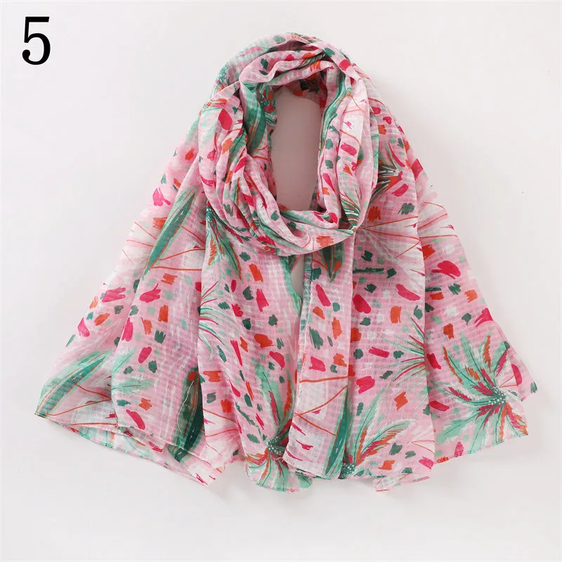 MYP015  Time flower printed scarf