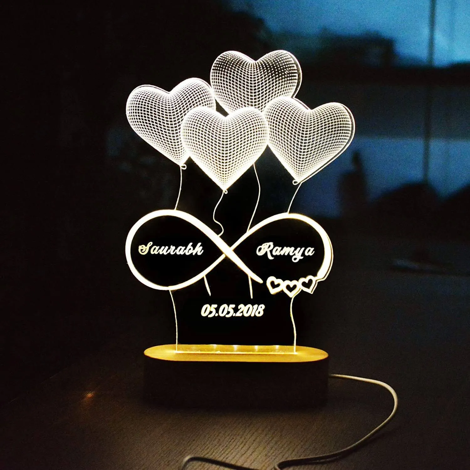 Personalised Infinity heart light with name