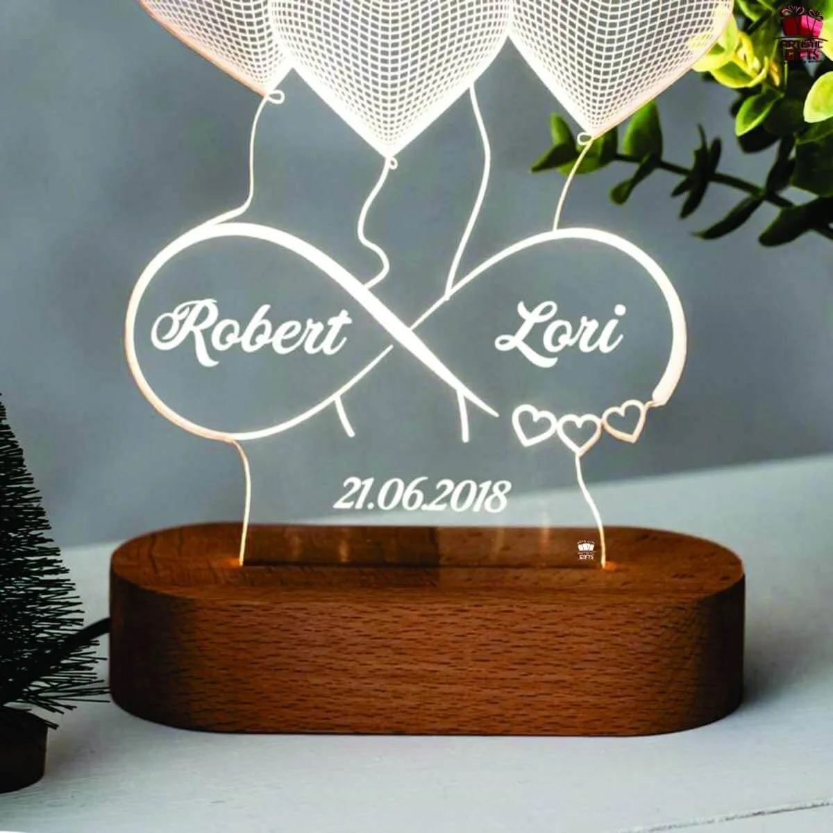 Personalised Infinity heart light with name