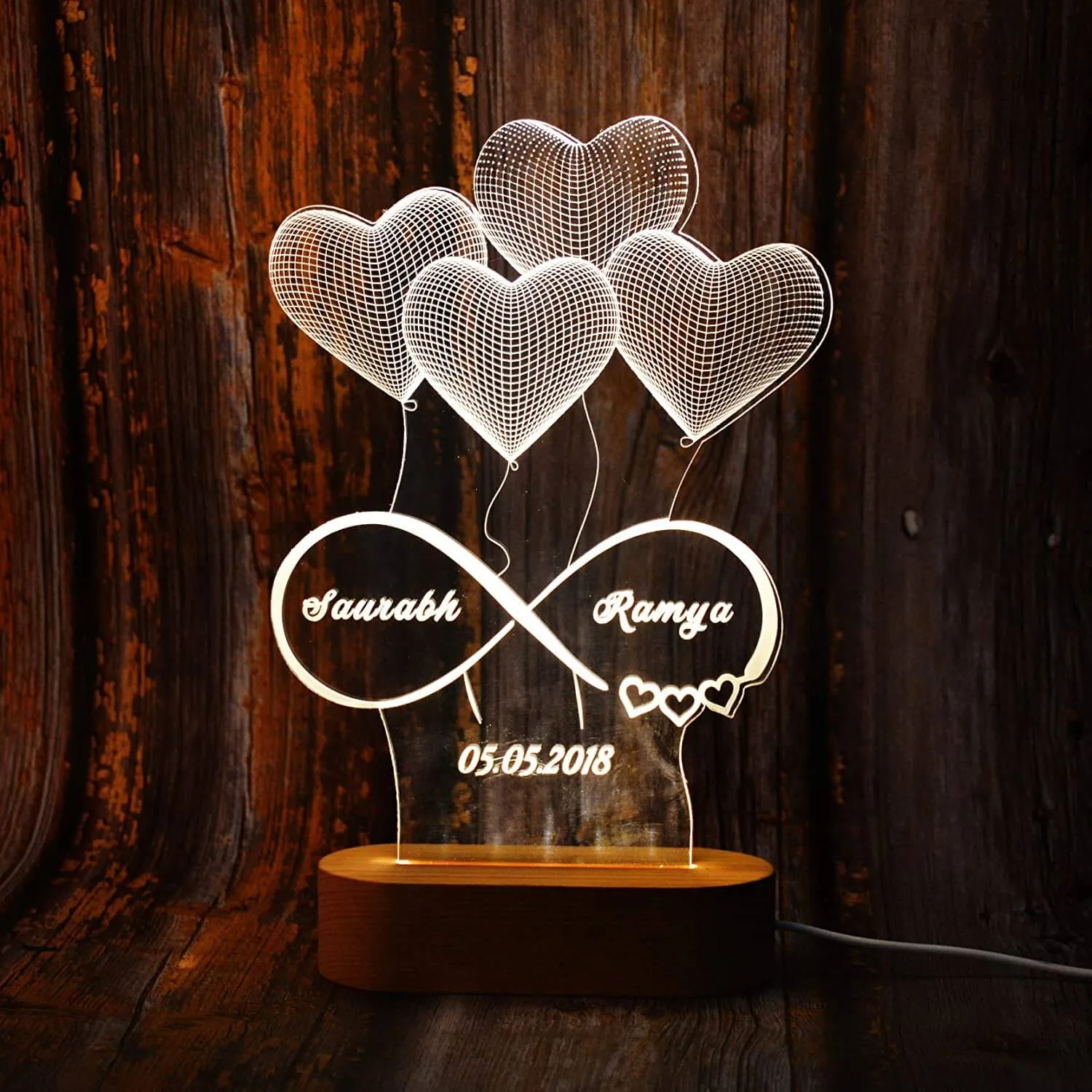 Personalised Infinity heart light with name