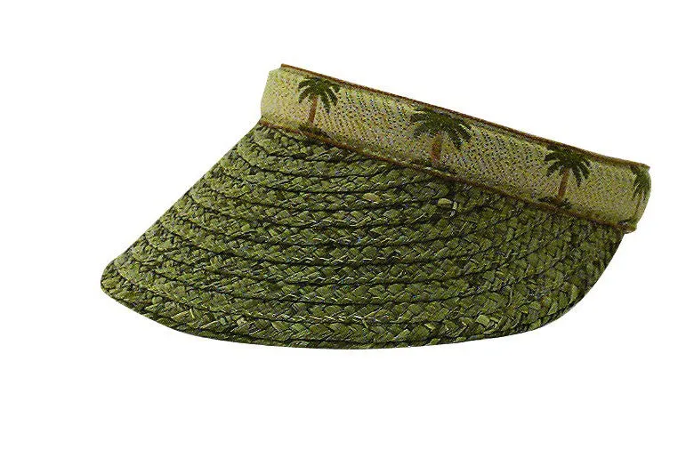 Scala - Raffia Visor with Palm Tree emblems