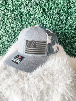 Silver Flag Leather Patch Hat