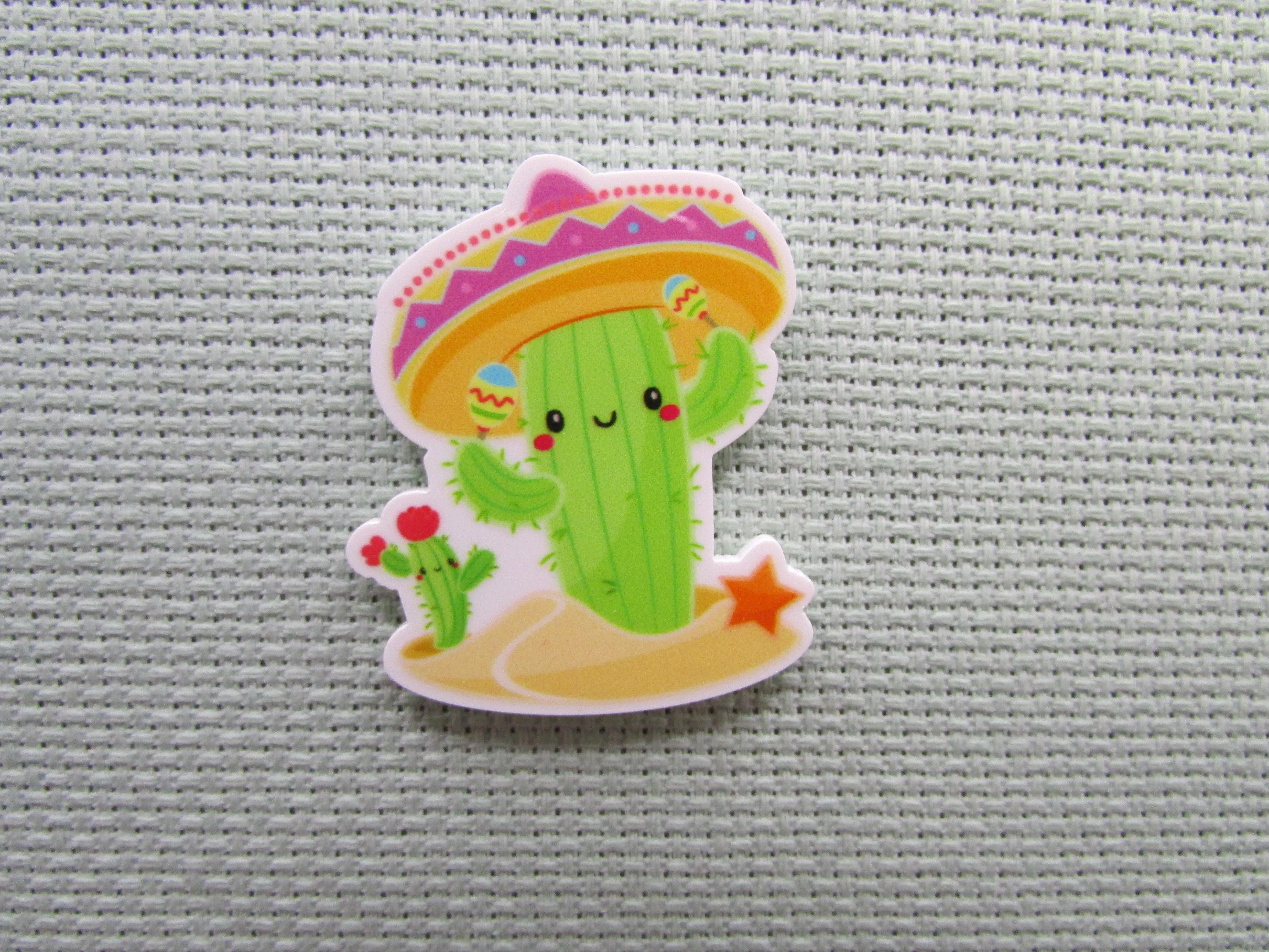 Sombrero Wearing Cactus Needle Minder, Cover Minder, Magnet