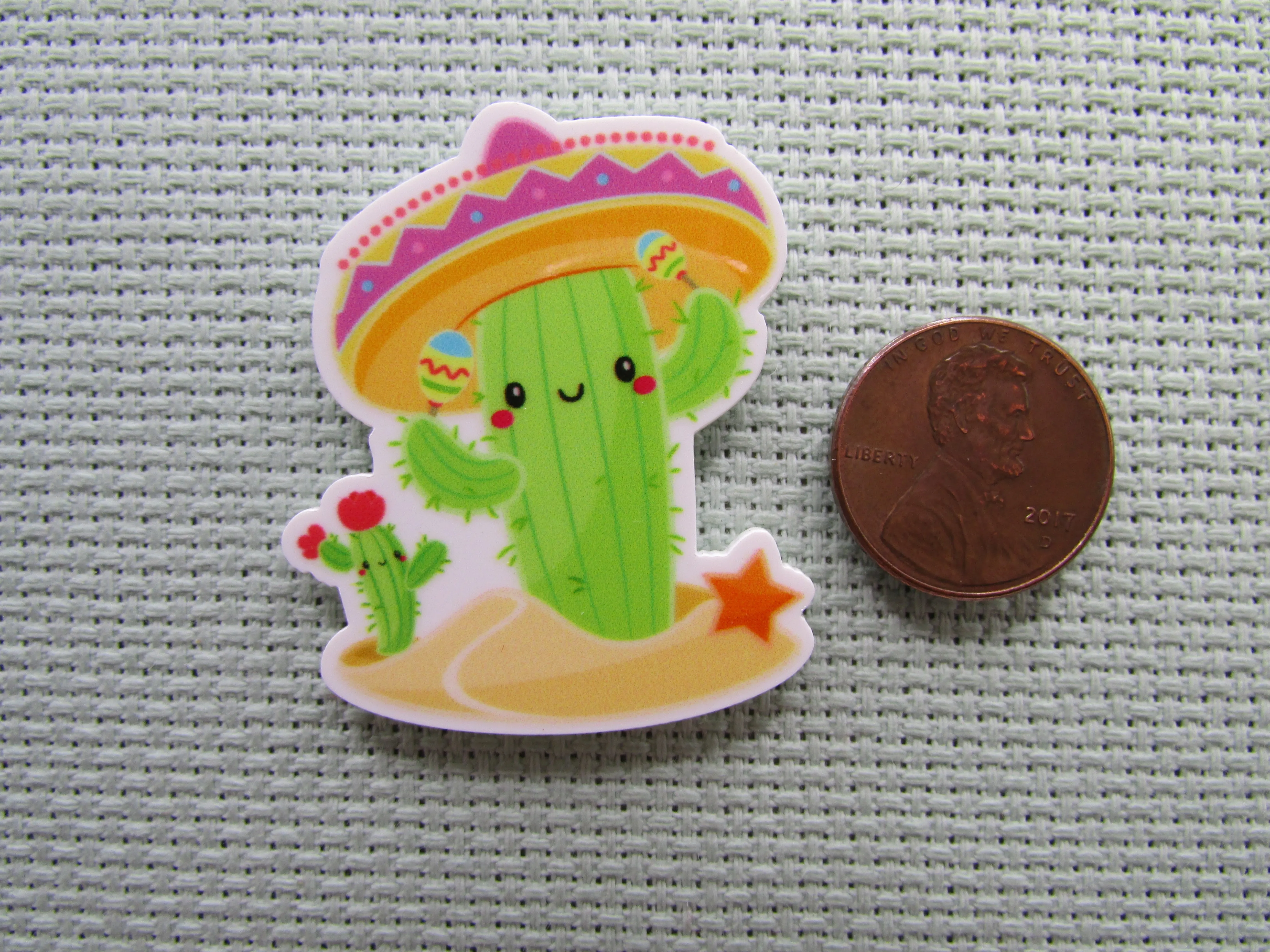 Sombrero Wearing Cactus Needle Minder, Cover Minder, Magnet