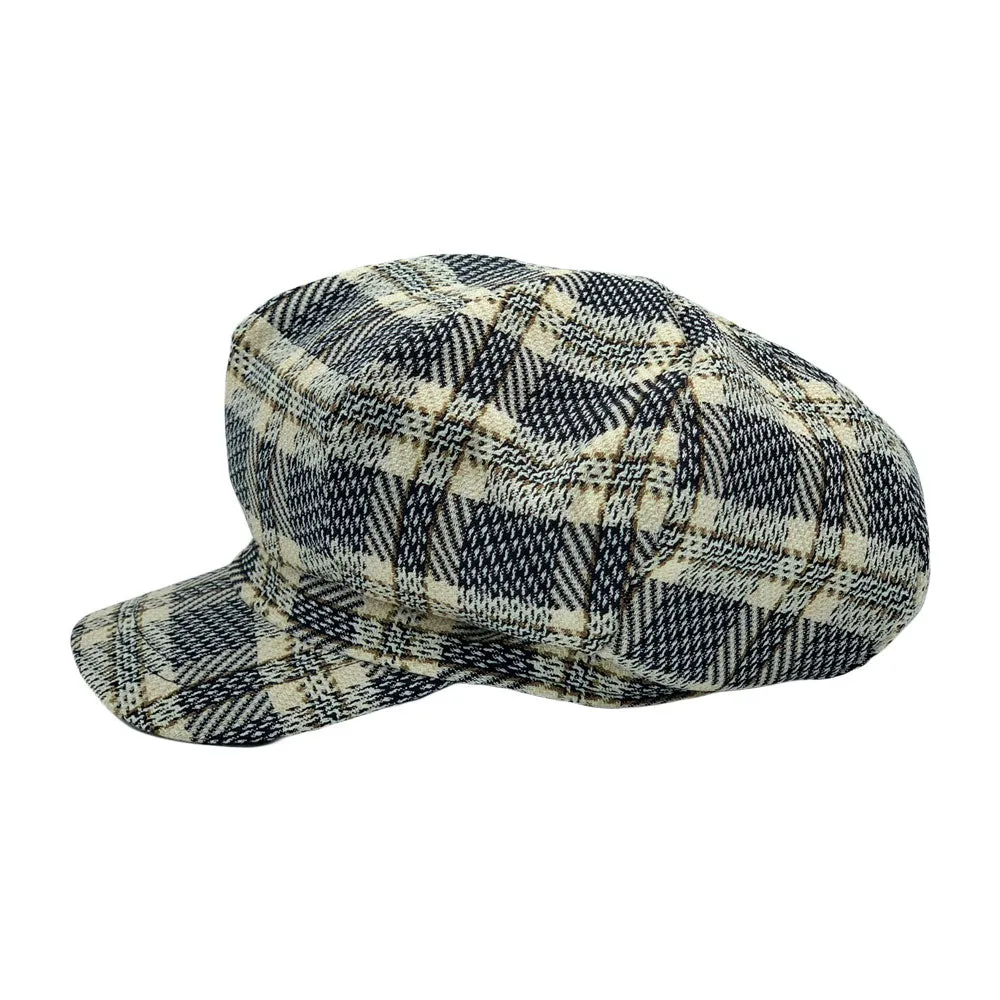 Tartan Plaid Newsboy Hat - Wool Cabbie 8 Panel Beret Baker Boy Cap LDG1564