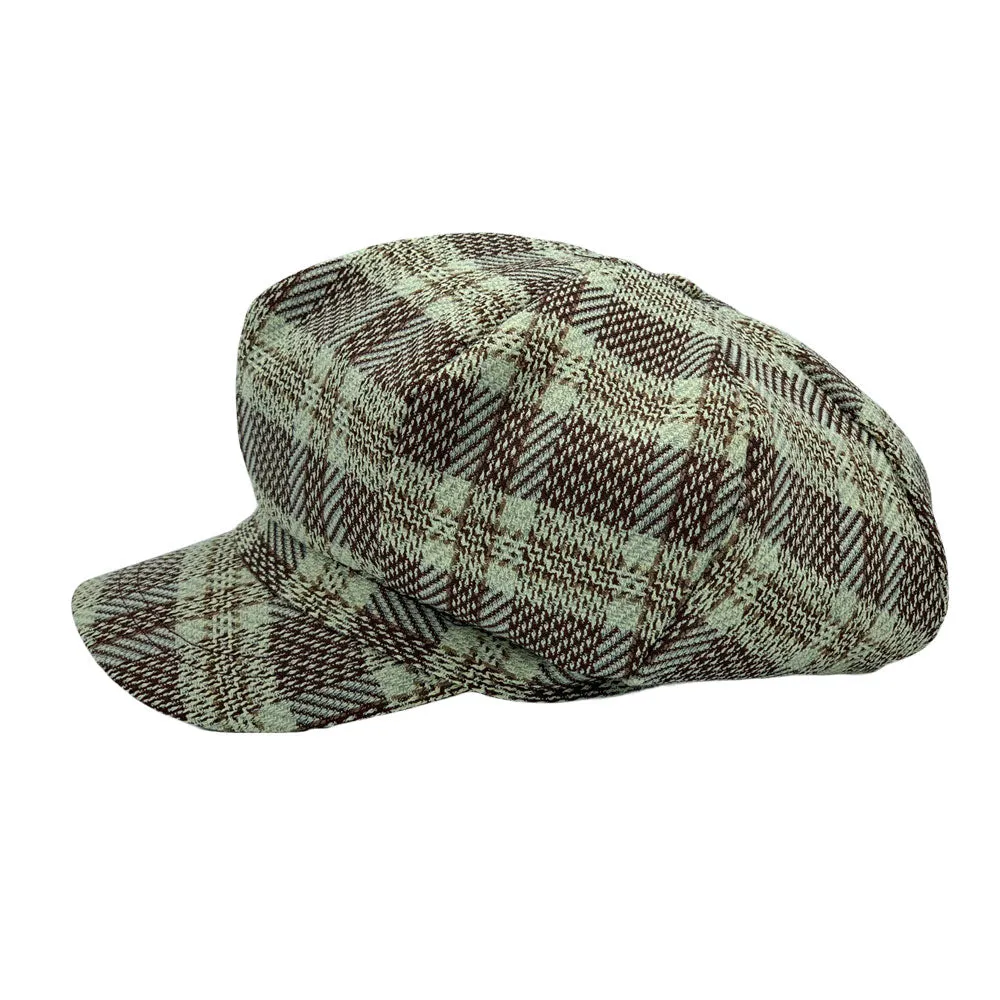 Tartan Plaid Newsboy Hat - Wool Cabbie 8 Panel Beret Baker Boy Cap LDG1564