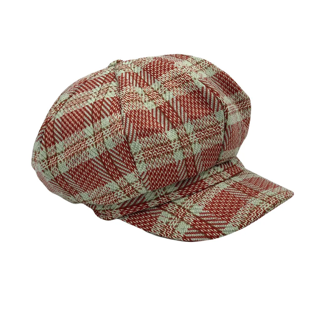 Tartan Plaid Newsboy Hat - Wool Cabbie 8 Panel Beret Baker Boy Cap LDG1564