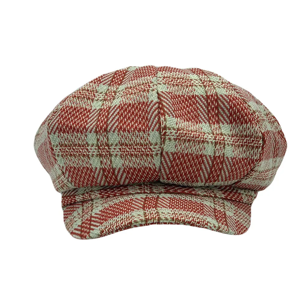 Tartan Plaid Newsboy Hat - Wool Cabbie 8 Panel Beret Baker Boy Cap LDG1564