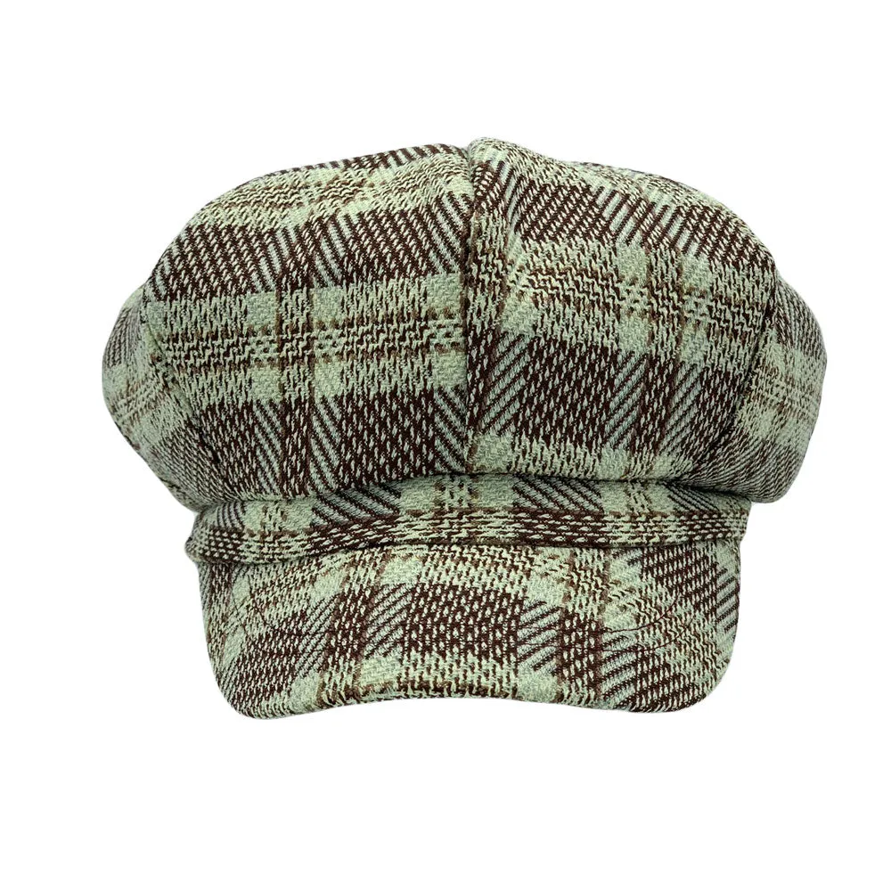 Tartan Plaid Newsboy Hat - Wool Cabbie 8 Panel Beret Baker Boy Cap LDG1564