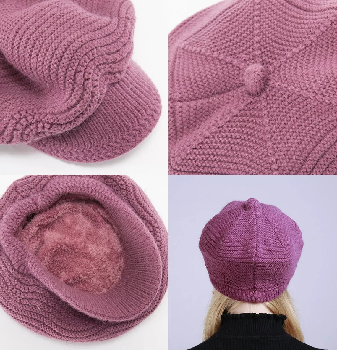 Winter Knit Newsboy Caps Lady Warm Baker Beanie Hat YZG0081