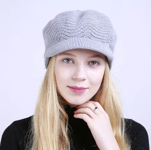 Winter Knit Newsboy Caps Lady Warm Baker Beanie Hat YZG0081